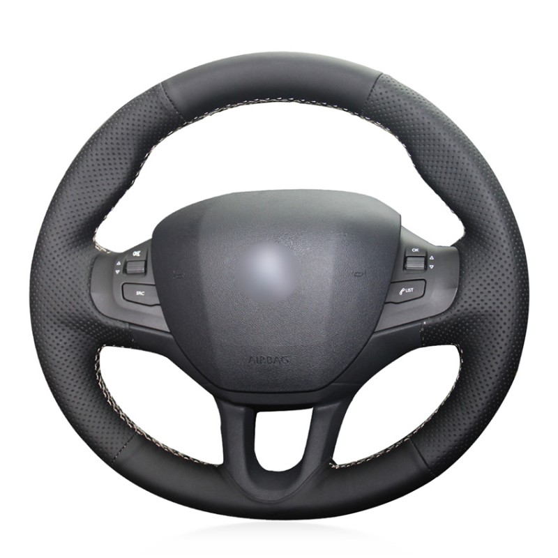 Loncky Auto Custom Fit OEM Black Genuine Leather Steering Wheel Cover